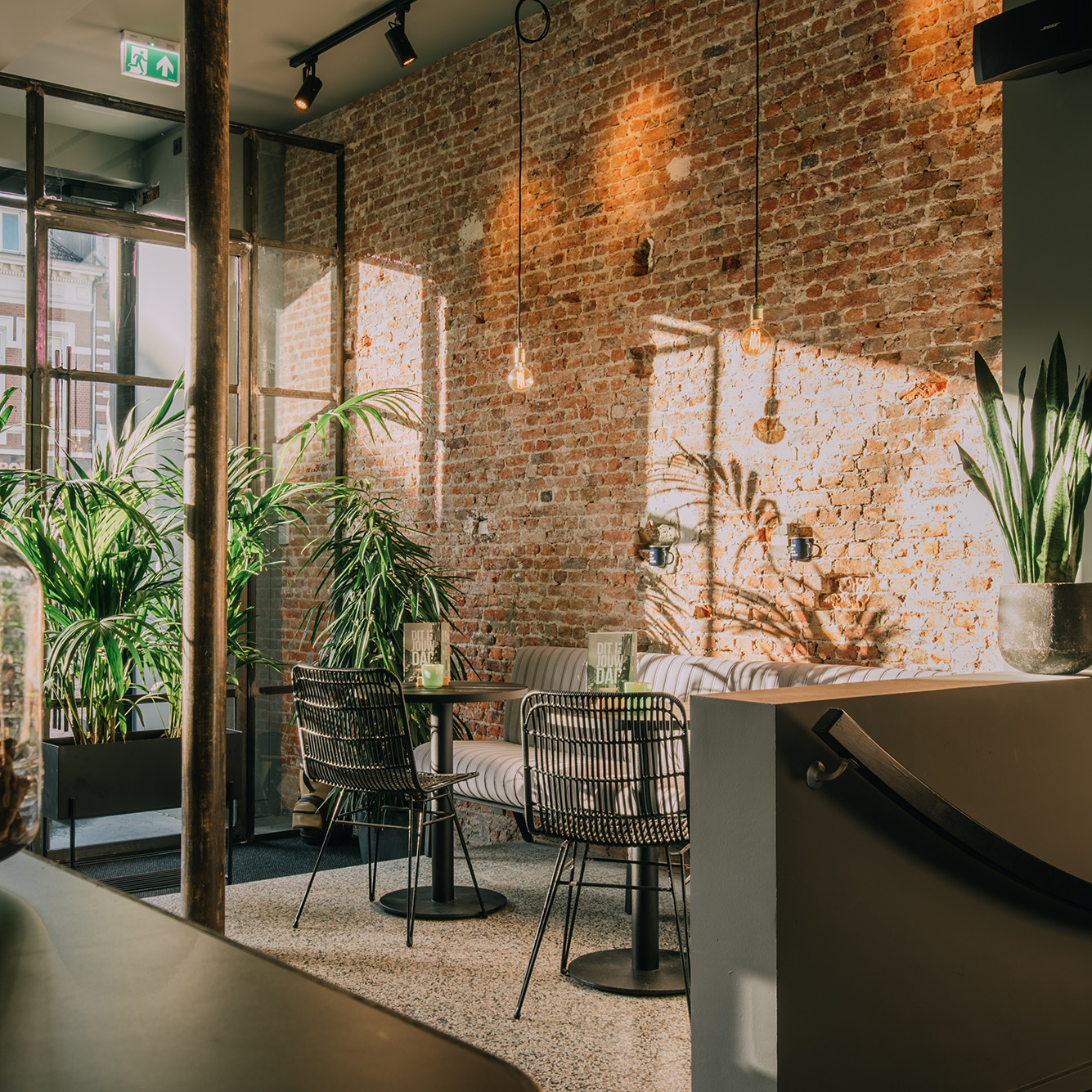 Interior view of Anne&Max hospitality project in Breda, designed by Studio JAAF.